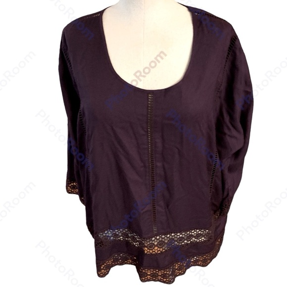 Karen Kane, Medium, Plum colored lace blouse with  1/2 Sleeves. - Picture 1 of 9